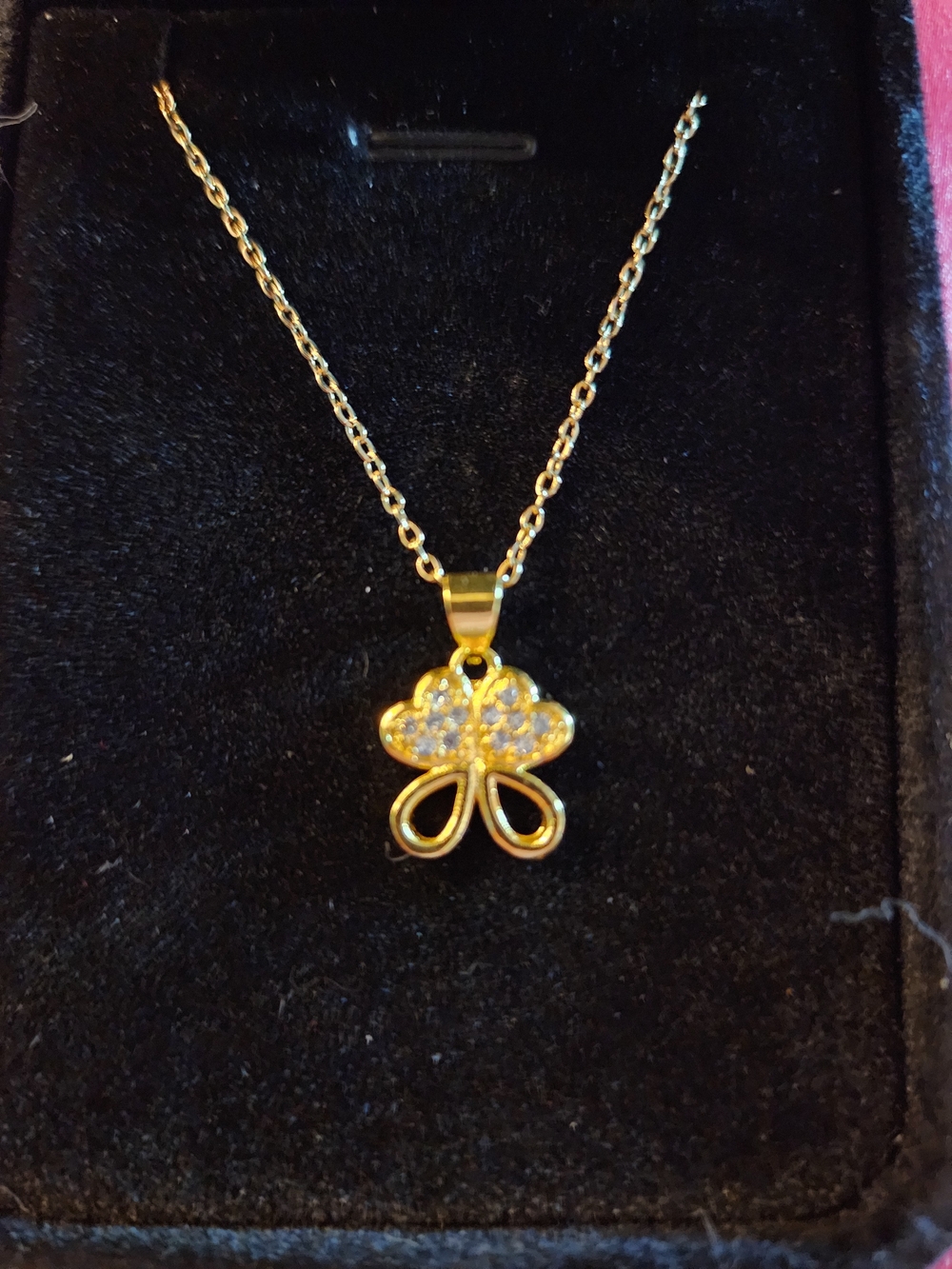 Gold Clover Pendant Necklace with Crystal Accents - Women Jewelry